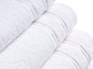 Terry towel/bath towel white with double stripe by Stofex.