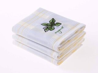 Waffle kitchen towel oregano on yellow plaid 45x70 cm from 100% cotton by Stofex.