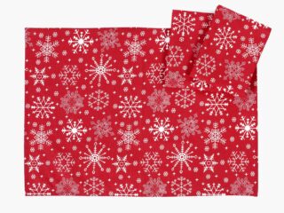 Christmas cotton kitchen towel snowflakes on red 50x70 cm by Stofex.