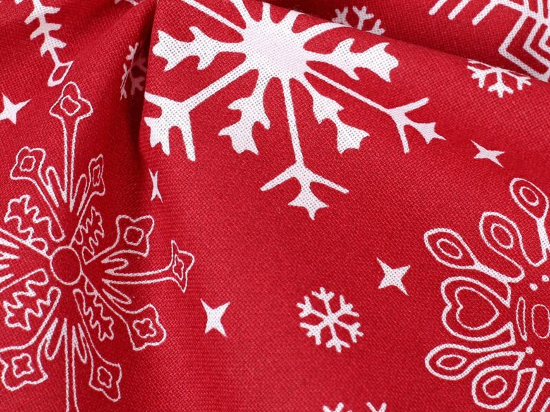 Christmas cotton kitchen towel snowflakes on red 50x70 cm by Stofex.