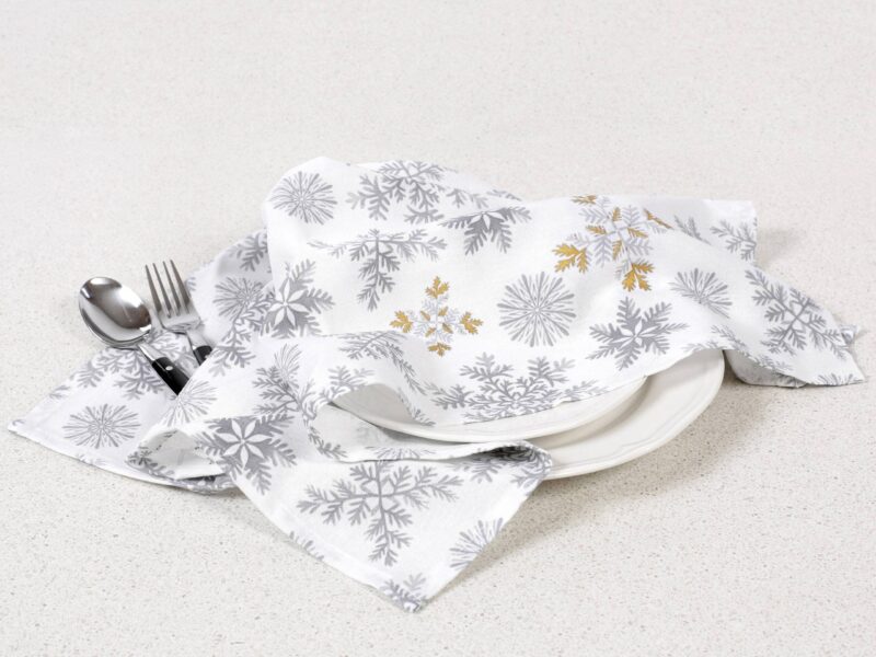 Christmas cotton kitchen towel snowflakes on white 50x70 cm by Stofex.