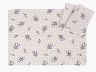 Cotton kitchen towel lavender on greige 50x70cm by Stofex.