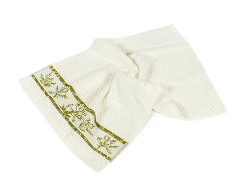 Terry kitchen towel olive with light green background 40x60 cm by Stofex.