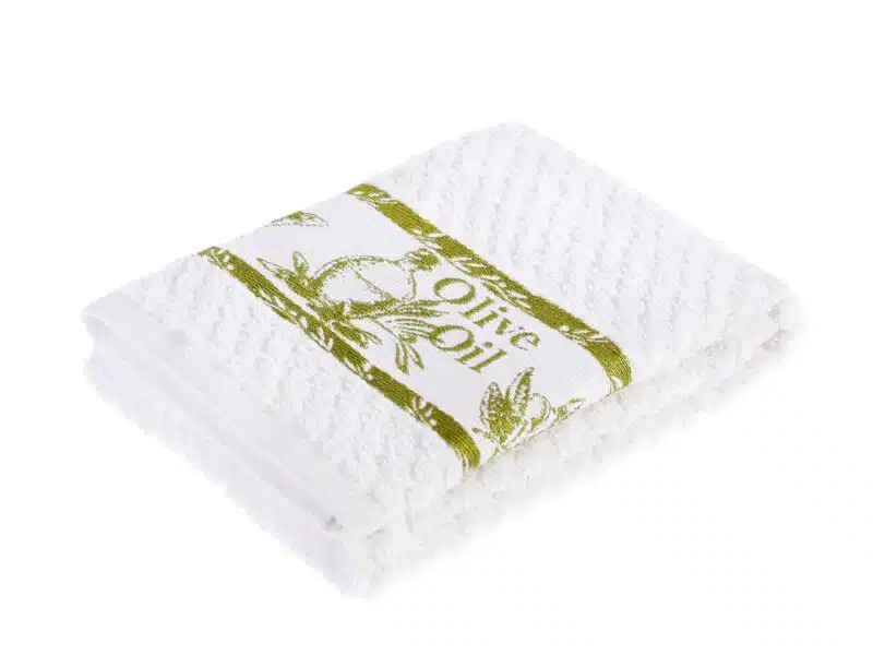 Terry kitchen towel olive with white background 40x60 cm by Stofex.