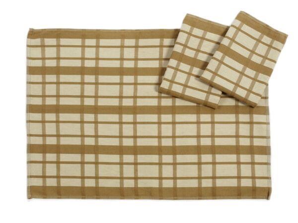 Twill kitchen towel brown-beige plaid 50x70 cm by Stofex.