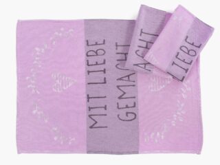 Twill kitchen towel heart on purple 50x70 cm by Stofex.