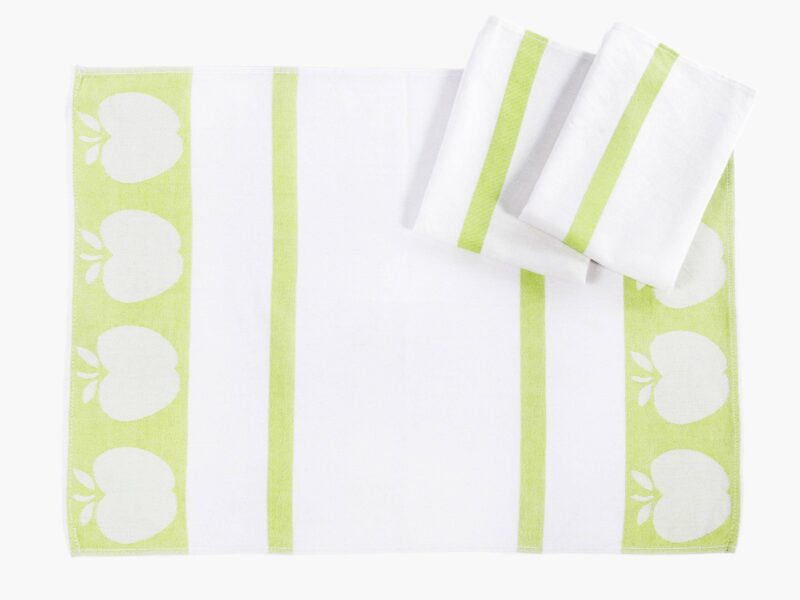 Twill kitchen towel green apples 50x70 cm by Stofex.