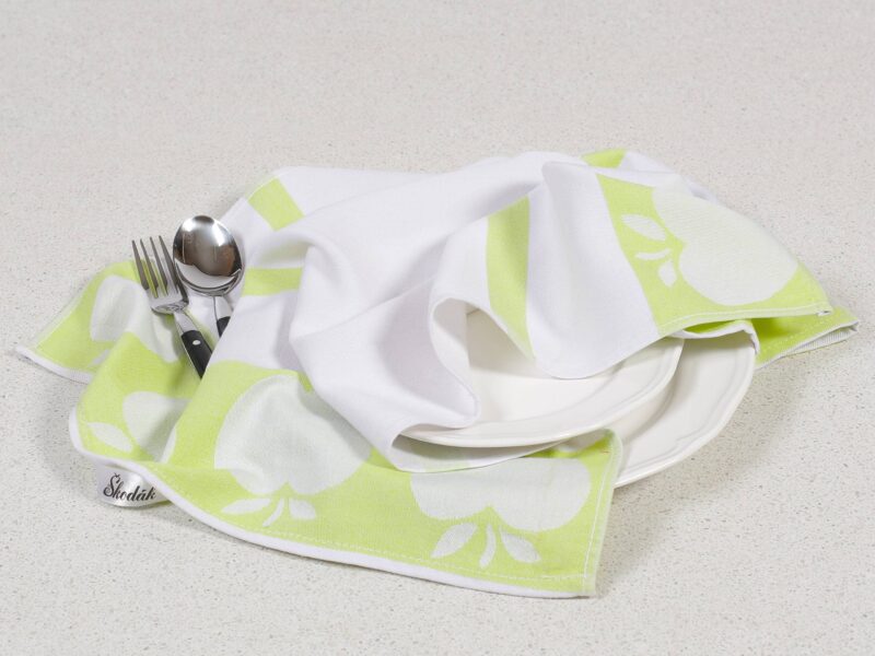 Twill kitchen towel green apples 50x70 cm by Stofex.