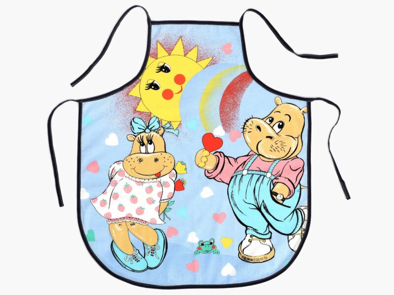 Kids' kitchen apron - hippos in love by Stofex.