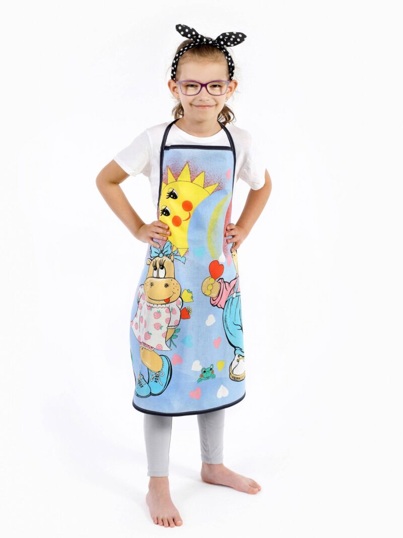 Kids' kitchen apron - hippos in love by Stofex.