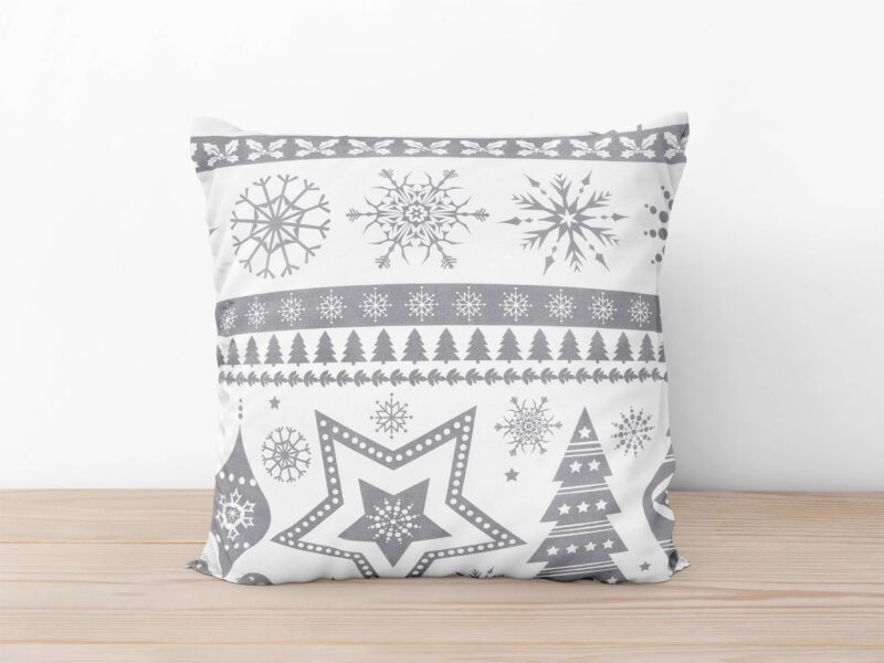 Christmas cotton pillowcase grey reindeer on white by Stofex.