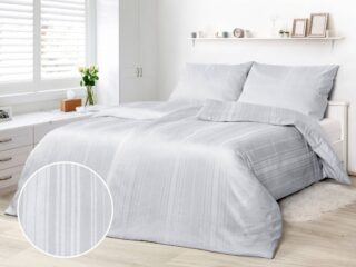 Grey damask bed linen with stripes by Stofex.