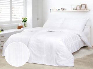 White damask bed linen with stripes by Stofex.