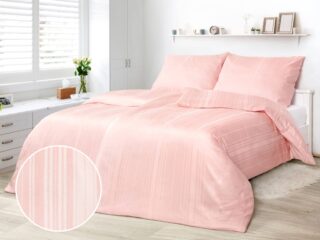 Pink damask bed linen with stripes by Stofex.