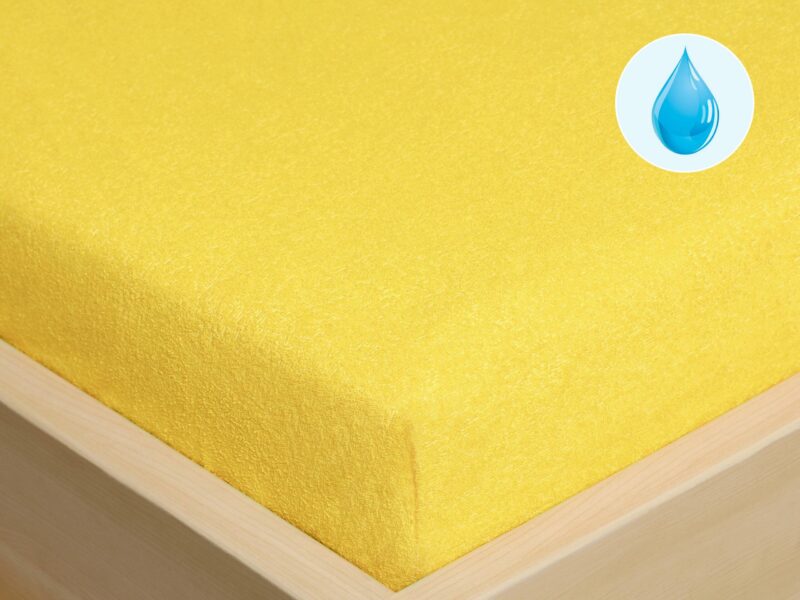 Waterproof terry fitted sheet light yellow by Stofex.