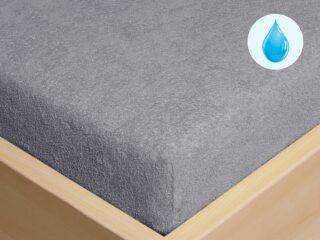 Waterproof terry fitted sheet grey by Stofex.