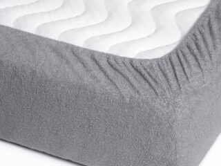 Waterproof terry fitted sheet grey by Stofex.