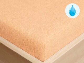 Waterproof terry fitted sheet salmon by Stofex.