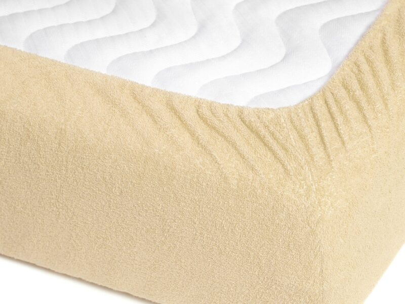 Waterproof terry fitted sheet beige by Stofex.