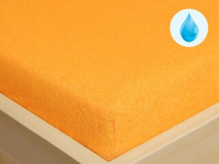 Waterproof terry fitted sheet apricot by Stofex.