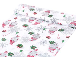 Cotton fabric elves on white by Stofex.