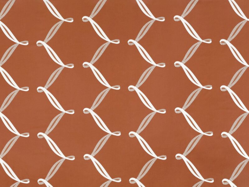 Cotton fabric white ribbon on brown by Stofex.