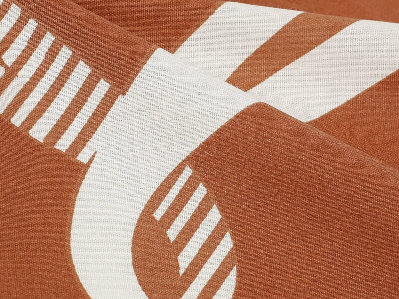 Cotton fabric white ribbon on brown by Stofex.