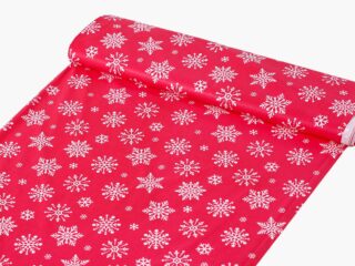 Christmas cotton fabric white flakes on red by Stofex.