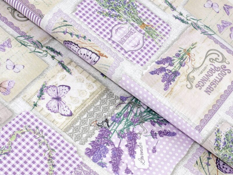 100% Cotton fabric lavender with butterflies by Stofex.