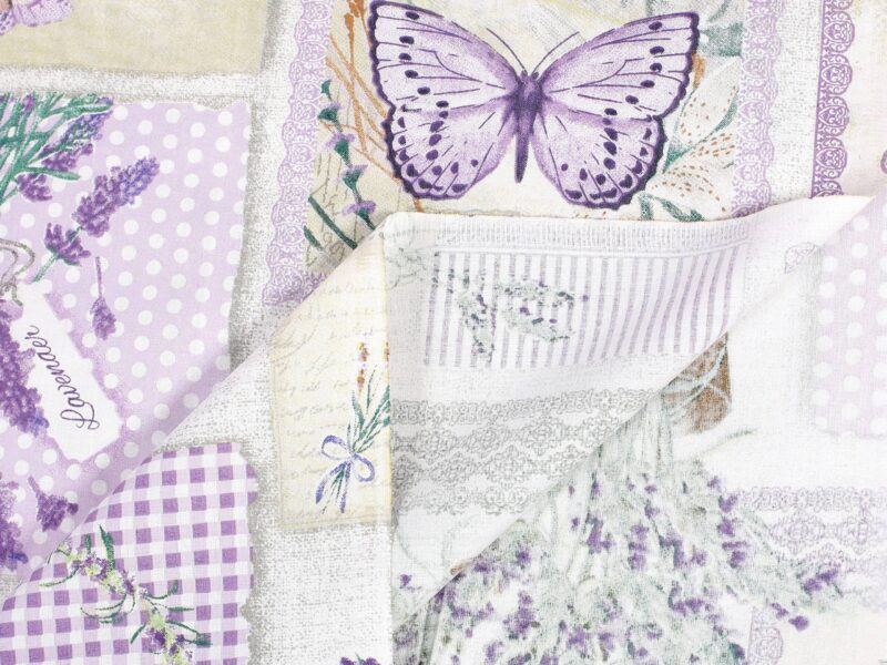 100% Cotton fabric lavender with butterflies by Stofex.