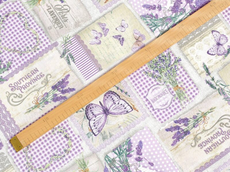 100% Cotton fabric lavender with butterflies by Stofex.