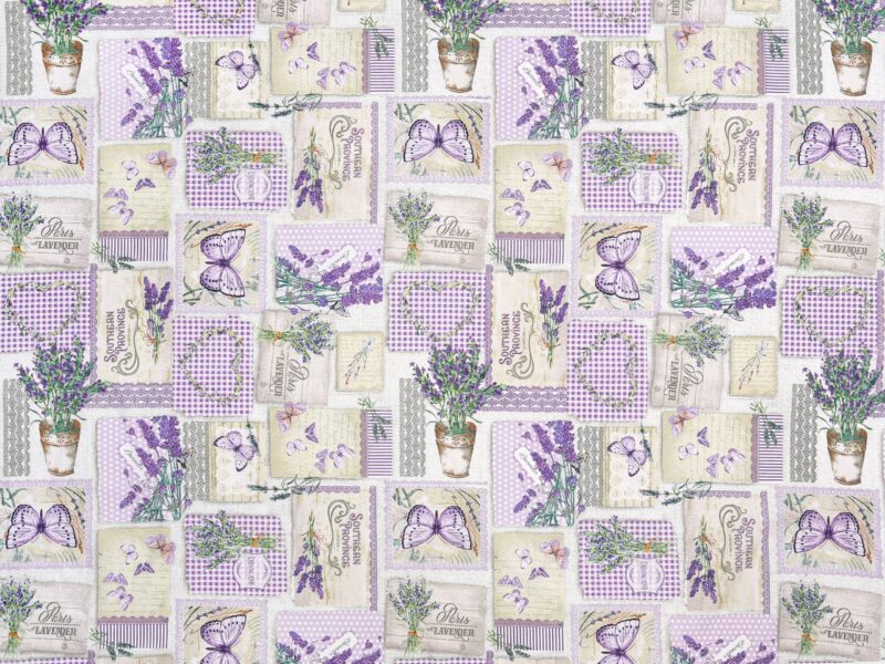 100% Cotton fabric lavender with butterflies by Stofex.