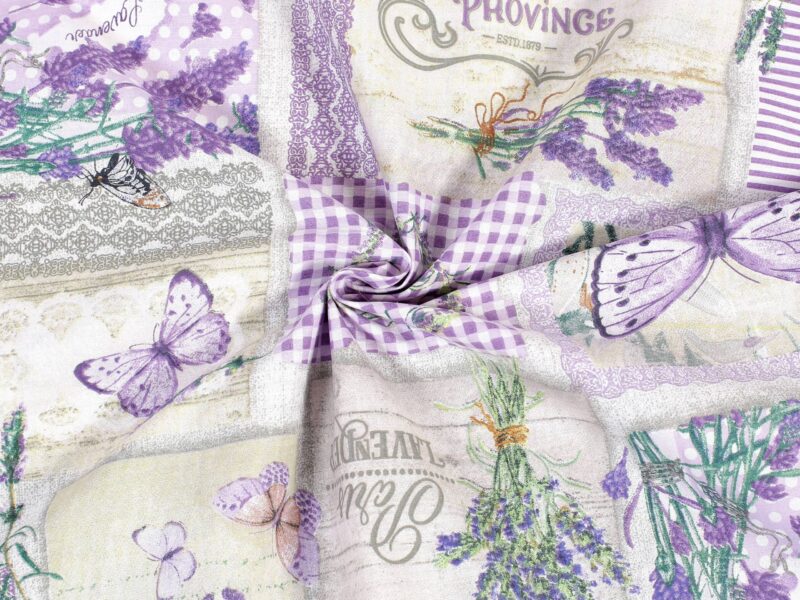 100% Cotton fabric lavender with butterflies by Stofex.