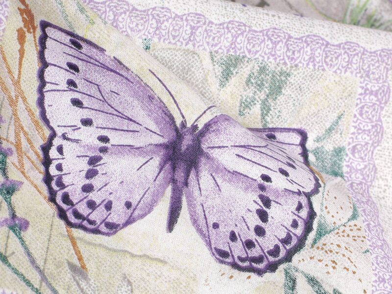 100% Cotton fabric lavender with butterflies by Stofex.