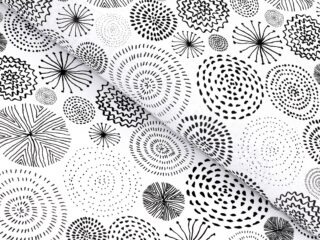 Cotton fabric black circles on white by Stofex.