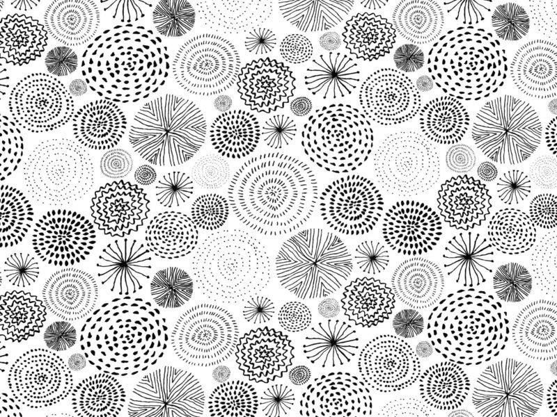 Cotton fabric black circles on white by Stofex.