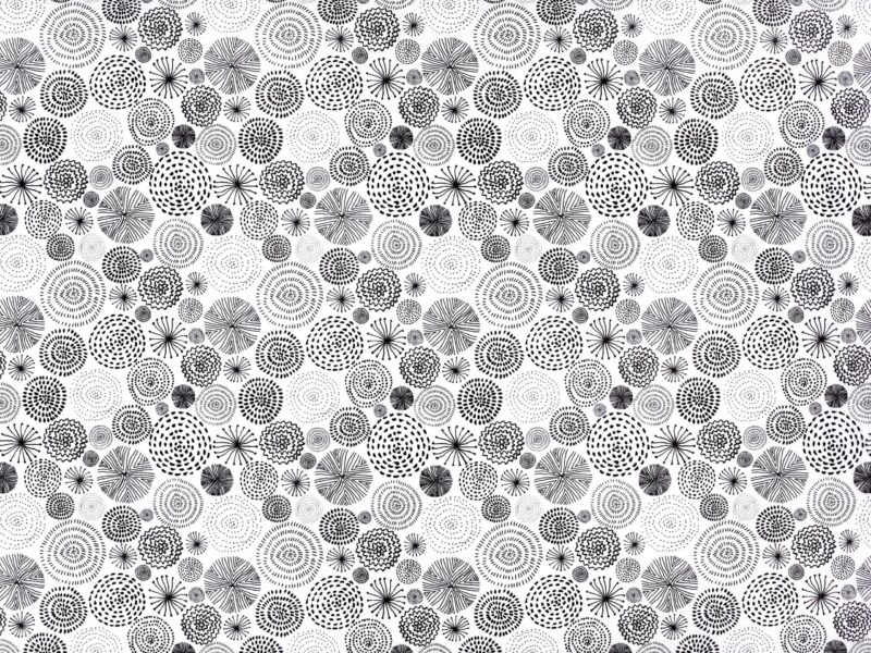 Cotton fabric black circles on white by Stofex.