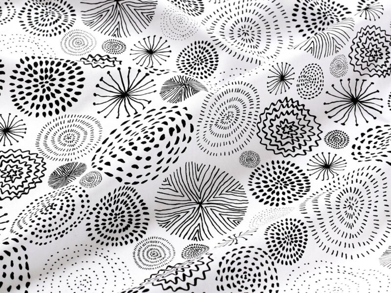 Cotton fabric black circles on white by Stofex.