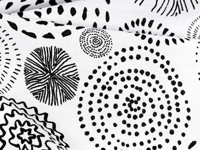 Cotton fabric black circles on white by Stofex.