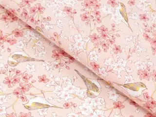 100% Cotton fabric birds and flowers by Stofex.