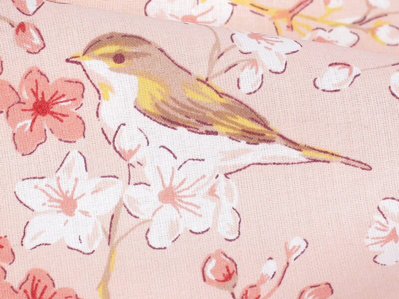 100% Cotton fabric birds and flowers by Stofex.