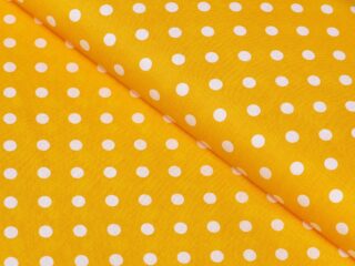 Cotton fabric large polka dots on yellow by Stofex.