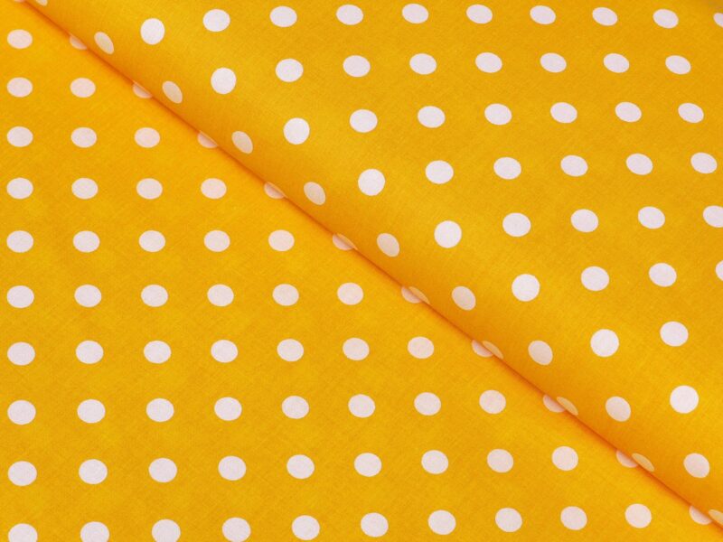 Cotton fabric large polka dots on yellow by Stofex.