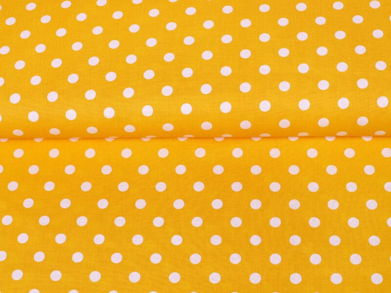 Cotton fabric large polka dots on yellow by Stofex.