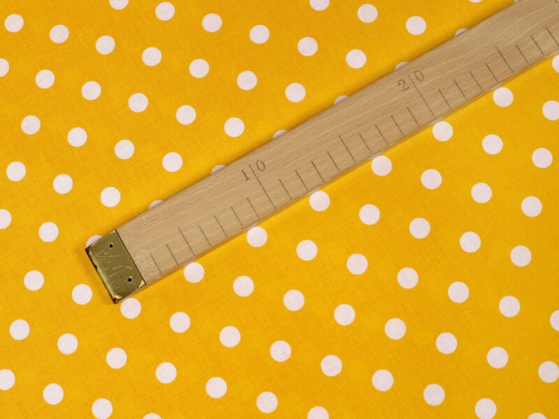 Cotton fabric large polka dots on yellow by Stofex.