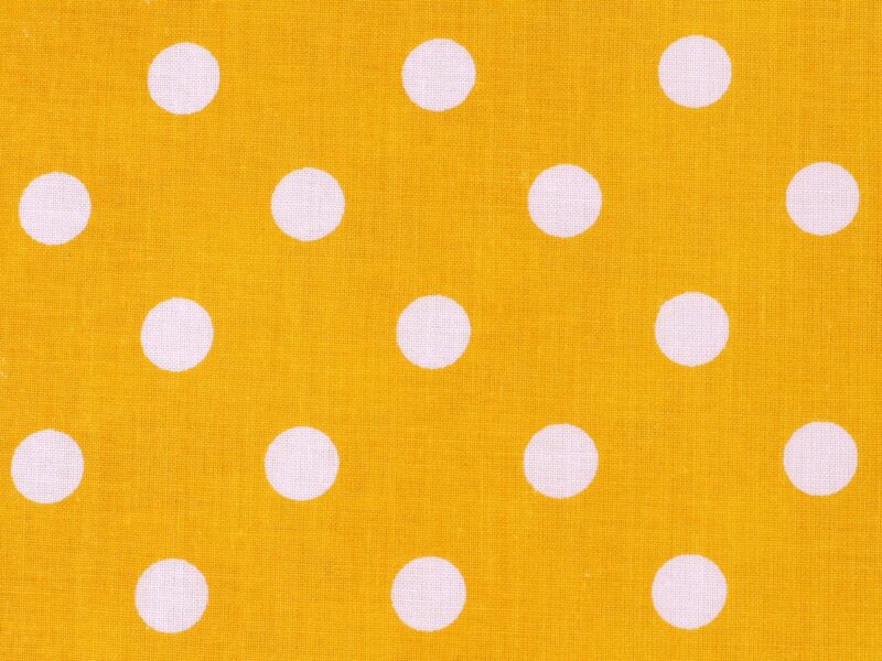 Cotton fabric large polka dots on yellow by Stofex.