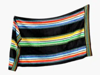 Large beach towel with stripes and black background by Stofex.