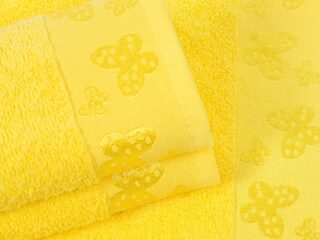 Terry towel yellow - butterflies by Stofex.