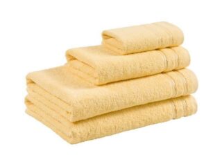 Terry towel/bath towel yellow with double stripe by Stofex.