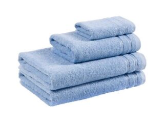 Terry towel/bath towel blue with double stripe by Stofex.